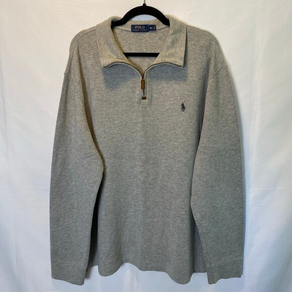Polo Ralph Lauren Men's Size XL Estate-Rib Cotton Quarter-Zip Pullover Gray - Picture 1 of 7